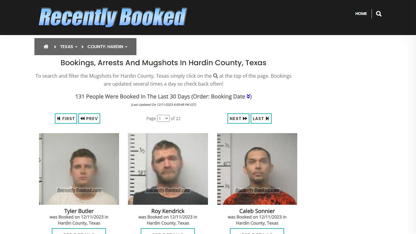 Recent bookings, Arrests, Mugshots in Hardin County, Texas