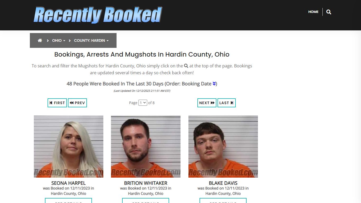 Recent bookings, Arrests, Mugshots in Hardin County, Ohio - Recently Booked