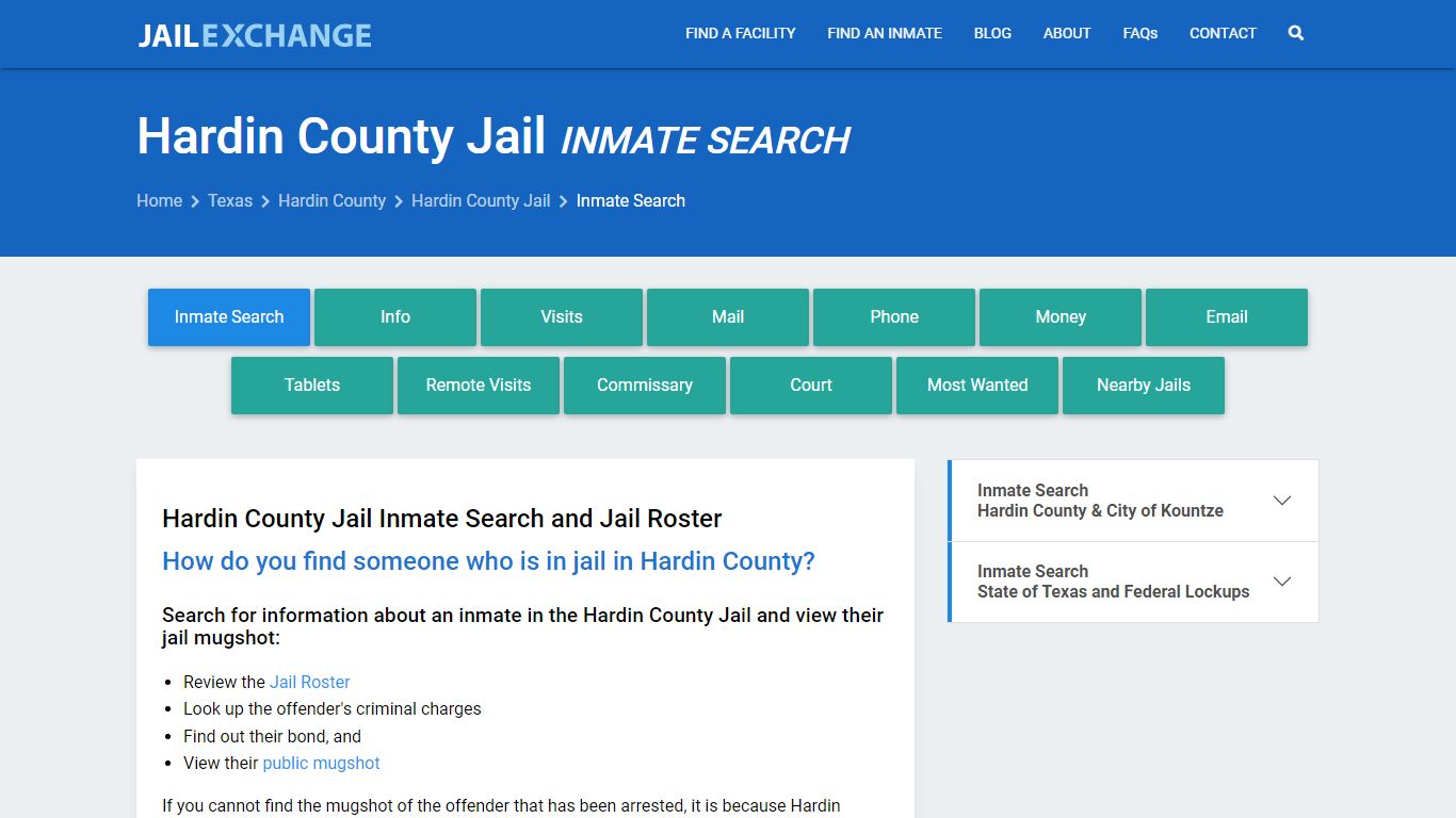 Inmate Search: Roster & Mugshots - Hardin County Jail, TX